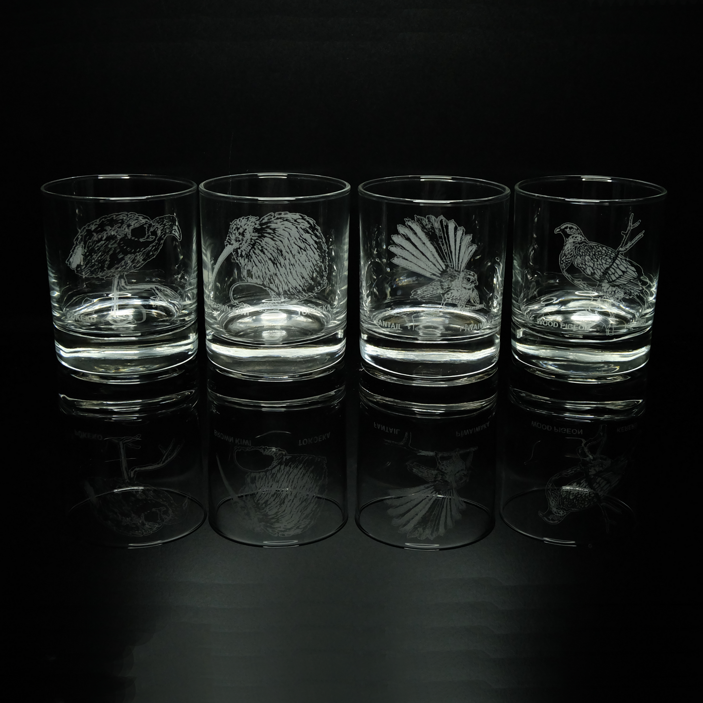 New Zealand Birds Engraved Glasses