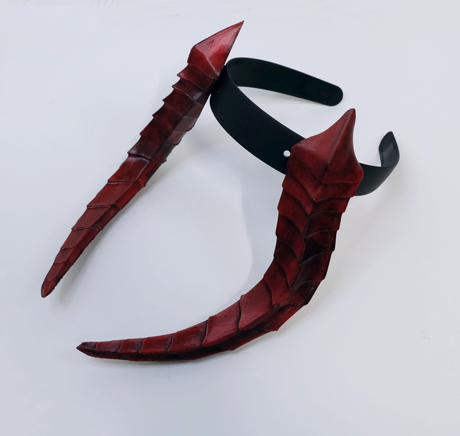 Curved Red Horns