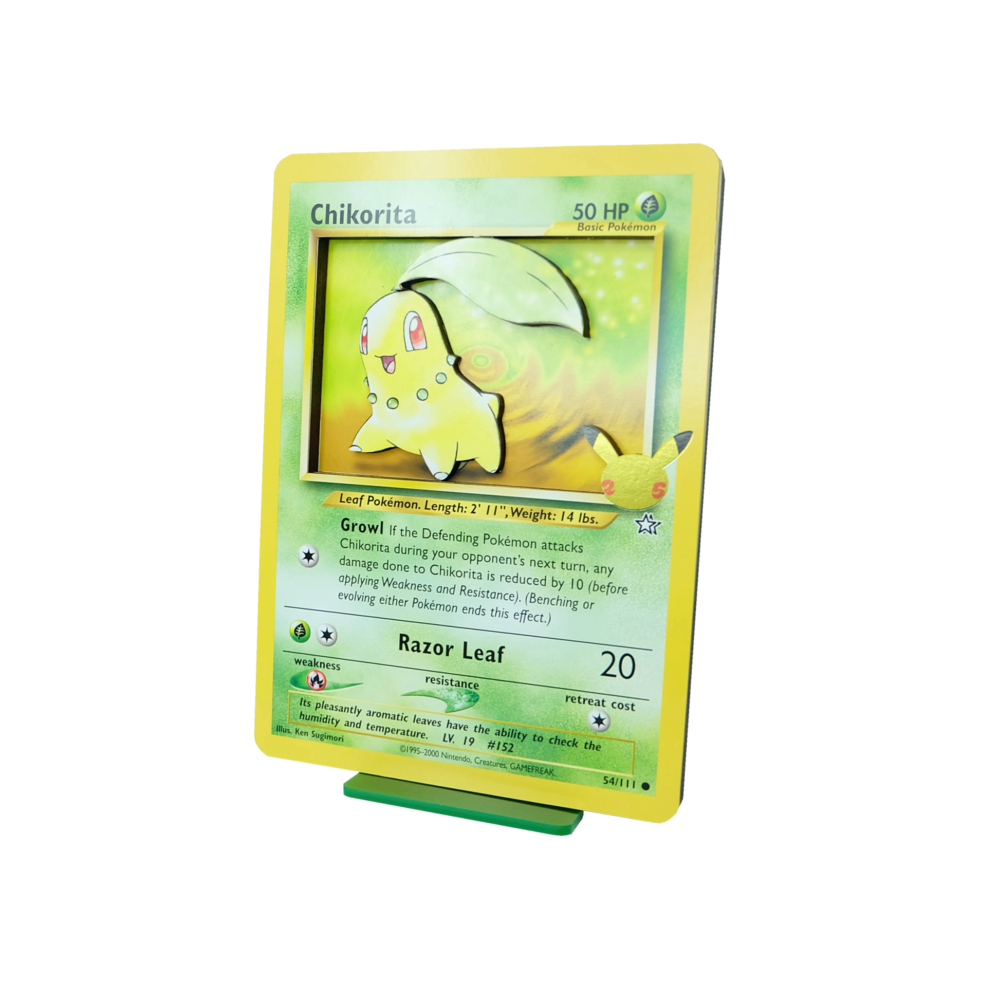 Chikorita Jumbo 3D Pokemon Card Embrace Design Chikorita Jumbo 3D Pokemon Card Embrace Design