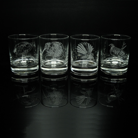 New Zealand Birds Engraved Glasses