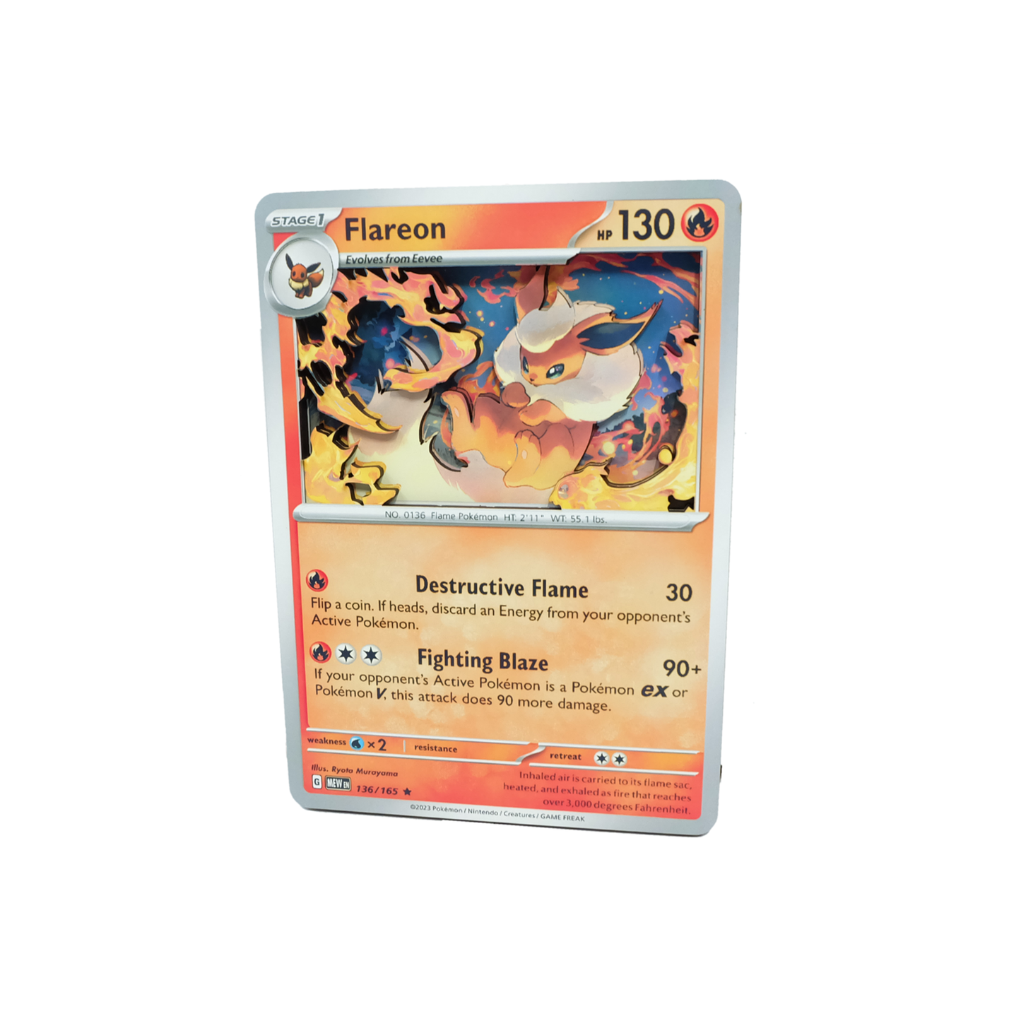 Flareon Jumbo 3D Pokemon Card